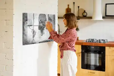 Glazen magneetbord met wereldkaart beschrijfbaar designbord