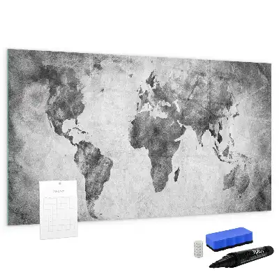Glazen magneetbord met wereldkaart beschrijfbaar designbord