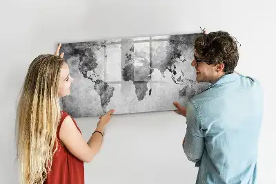 Glazen magneetbord met wereldkaart beschrijfbaar designbord