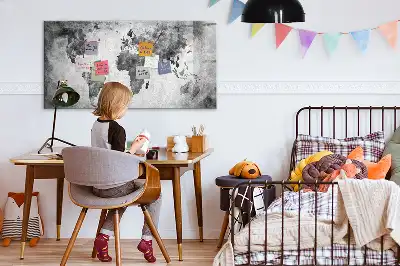 Glazen magneetbord met wereldkaart beschrijfbaar designbord