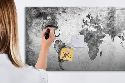 Glazen magneetbord met wereldkaart beschrijfbaar designbord