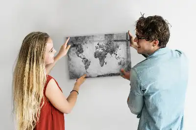 Glazen magneetbord met wereldkaart beschrijfbaar designbord