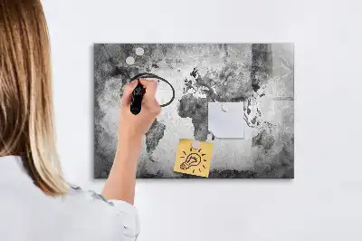 Glazen magneetbord met wereldkaart beschrijfbaar designbord