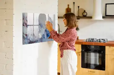 Magnetisch glazen schrijfbord met decoratief penseelstreken motief voor notities en foto's
