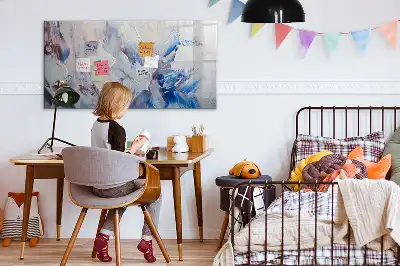 Magnetisch glazen schrijfbord met decoratief penseelstreken motief voor notities en foto's