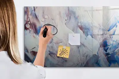 Magnetisch glazen schrijfbord met decoratief penseelstreken motief voor notities en foto's