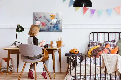 Magnetisch glazen schrijfbord met decoratief penseelstreken motief voor notities en foto's