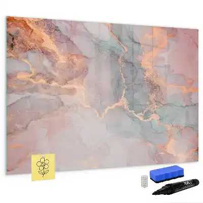 Beschrijfbaar glazen magneetbord met decoratief marmerdesign