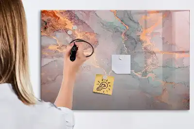 Beschrijfbaar glazen magneetbord met decoratief marmerdesign
