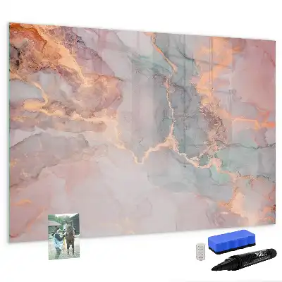 Beschrijfbaar glazen magneetbord met decoratief marmerdesign