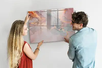 Beschrijfbaar glazen magneetbord met decoratief marmerdesign
