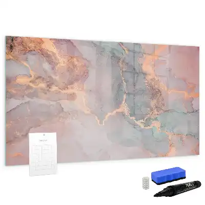 Beschrijfbaar glazen magneetbord met decoratief marmerdesign