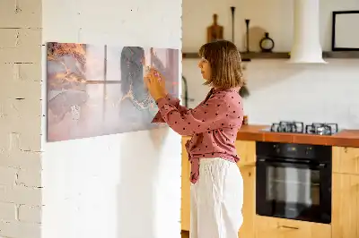 Beschrijfbaar glazen magneetbord met decoratief marmerdesign