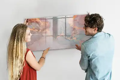 Beschrijfbaar glazen magneetbord met decoratief marmerdesign