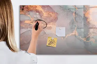 Beschrijfbaar glazen magneetbord met decoratief marmerdesign