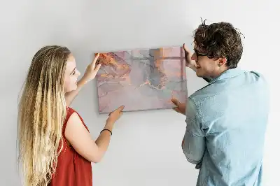 Beschrijfbaar glazen magneetbord met decoratief marmerdesign