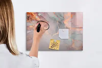 Beschrijfbaar glazen magneetbord met decoratief marmerdesign