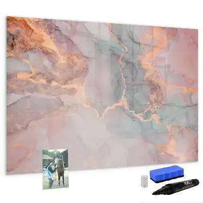 Beschrijfbaar glazen magneetbord met decoratief marmerdesign