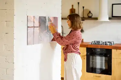 Beschrijfbaar glazen magneetbord met decoratief marmerdesign
