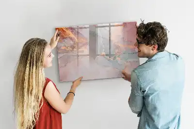 Beschrijfbaar glazen magneetbord met decoratief marmerdesign