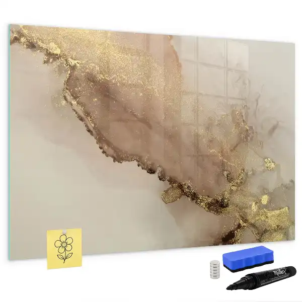 Magnetisch glazen schrijfbord voor notities en foto's in gouden marmerlook