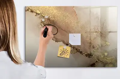 Magnetisch glazen schrijfbord voor notities en foto's in gouden marmerlook