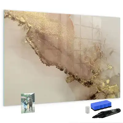 Magnetisch glazen schrijfbord voor notities en foto's in gouden marmerlook