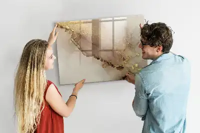 Magnetisch glazen schrijfbord voor notities en foto's in gouden marmerlook
