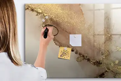 Magnetisch glazen schrijfbord voor notities en foto's in gouden marmerlook