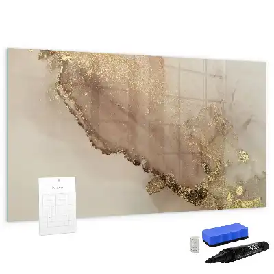 Magnetisch glazen schrijfbord voor notities en foto's in gouden marmerlook