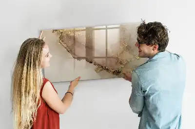 Magnetisch glazen schrijfbord voor notities en foto's in gouden marmerlook