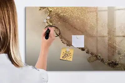 Magnetisch glazen schrijfbord voor notities en foto's in gouden marmerlook