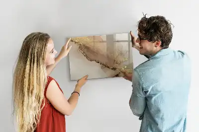 Magnetisch glazen schrijfbord voor notities en foto's in gouden marmerlook