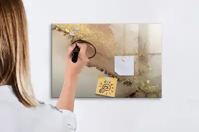 Magnetisch glazen schrijfbord voor notities en foto's in gouden marmerlook