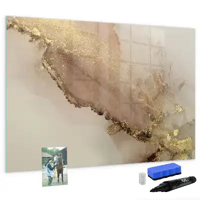 Magnetisch glazen schrijfbord voor notities en foto's in gouden marmerlook