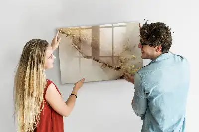 Magnetisch glazen schrijfbord voor notities en foto's in gouden marmerlook