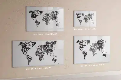 Magnetisch glazen schrijfbord wereldkaart voor notities en foto's