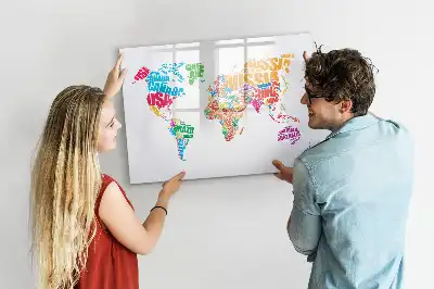 Beschrijfbaar glazen magneetbord met design van kleurrijke landnamen