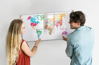 Beschrijfbaar glazen magneetbord met design van kleurrijke landnamen