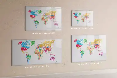 Beschrijfbaar glazen magneetbord met design van kleurrijke landnamen
