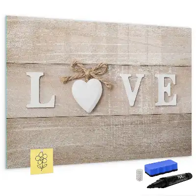 Magnetisch glazen schrijfbord met liefdestekst