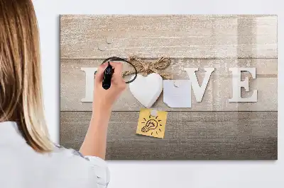 Magnetisch glazen schrijfbord met liefdestekst