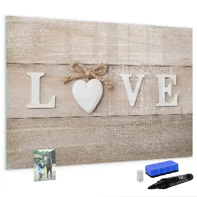 Magnetisch glazen schrijfbord met liefdestekst