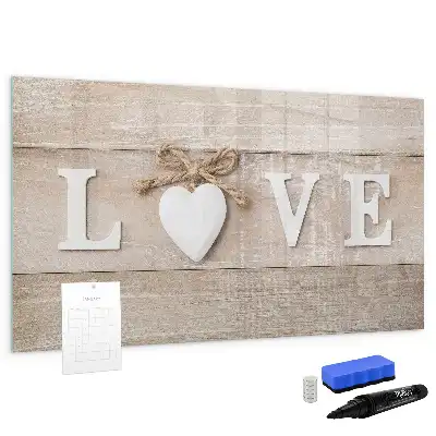 Magnetisch glazen schrijfbord met liefdestekst