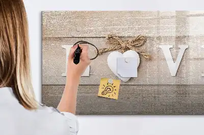 Magnetisch glazen schrijfbord met liefdestekst
