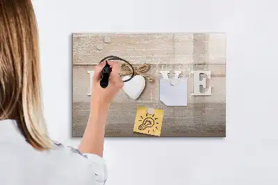 Magnetisch glazen schrijfbord met liefdestekst
