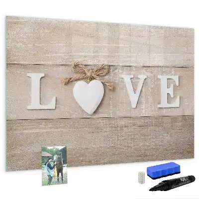 Magnetisch glazen schrijfbord met liefdestekst