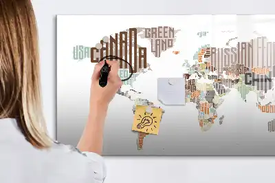 Magnetisch glazen schrijfbord met print van kleurrijke letters