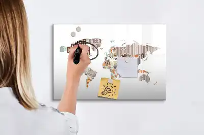 Magnetisch glazen schrijfbord met print van kleurrijke letters