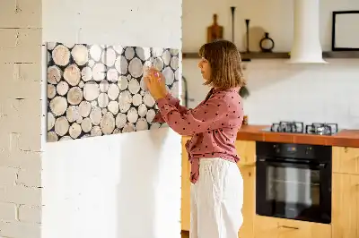 Magnetisch glazen schrijfbord voor notities en foto's inclusief gezaagde boomstammen
